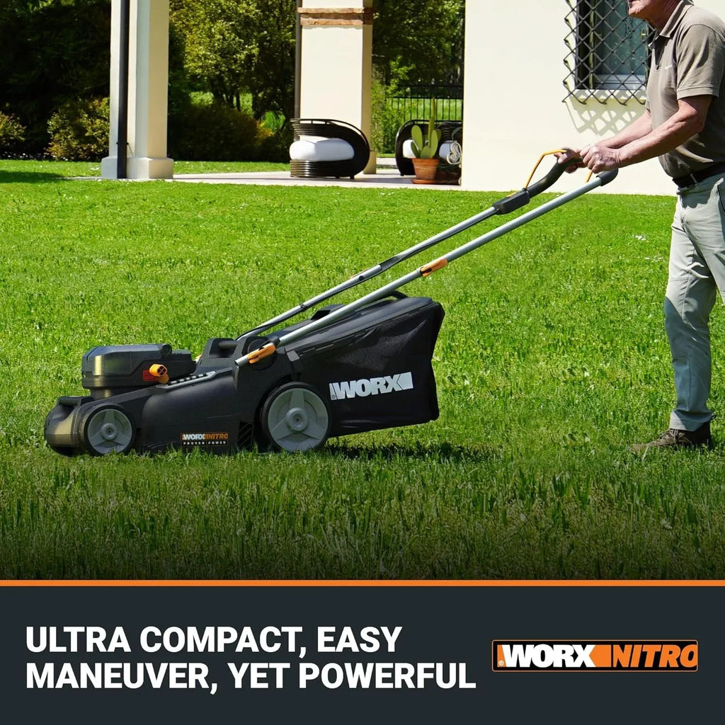 WORX Nitro 40V 40.6 cm Cordless Push Lawn Mower with Brushless Motor 2.0 & Intellicut