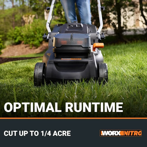 WORX Nitro 40V 40.6 cm Cordless Push Lawn Mower with Brushless Motor 2.0 & Intellicut